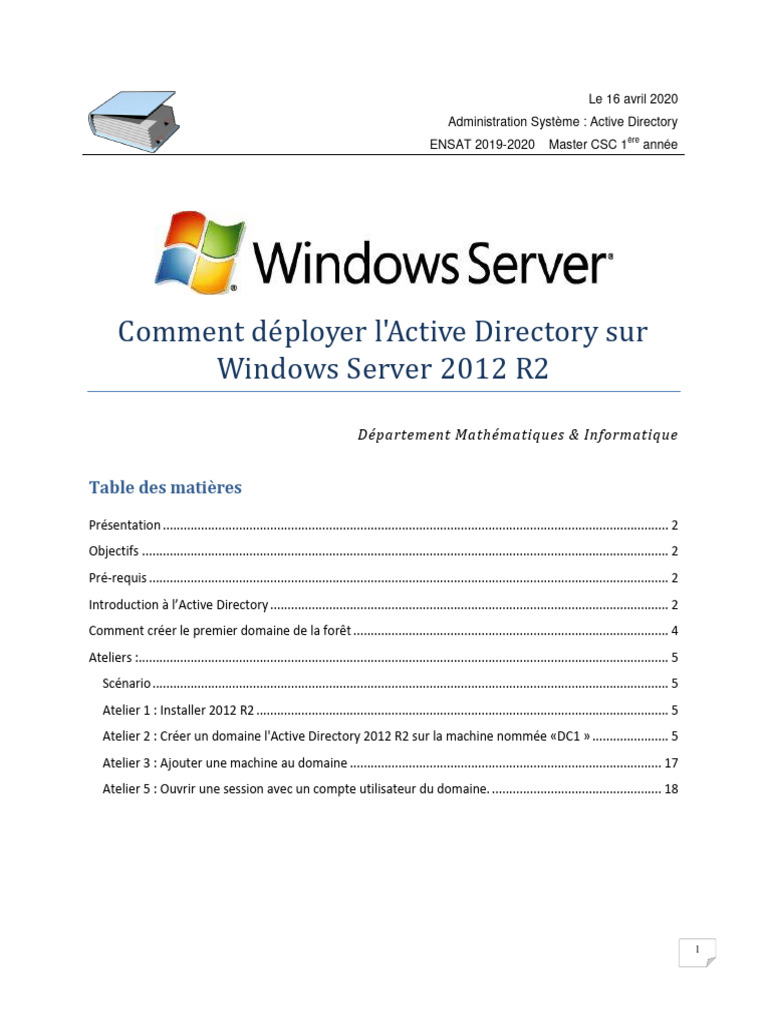 Déploiement de l'Active Directory 2012 R2 | PDF | Active Directory ...