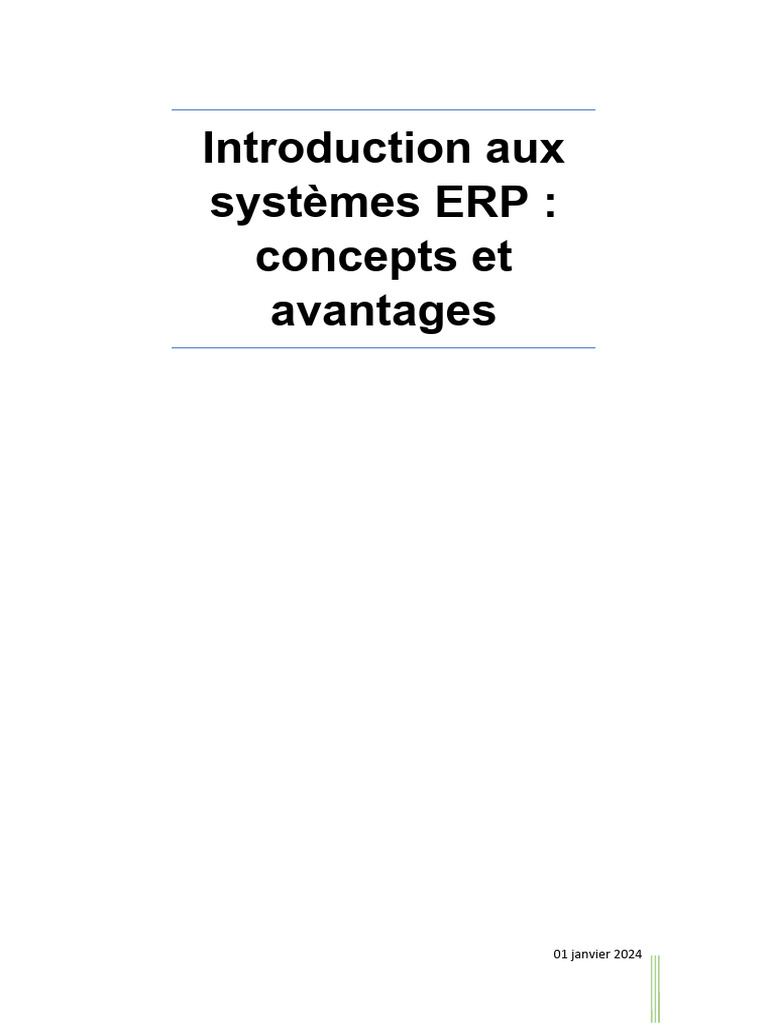 Introduction aux systèmes ERP et avantages | PDF | Progiciel de gestion ...