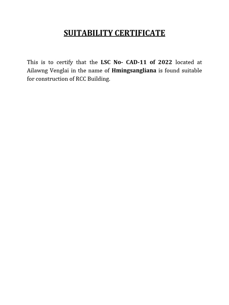 Suitability Certificate | PDF