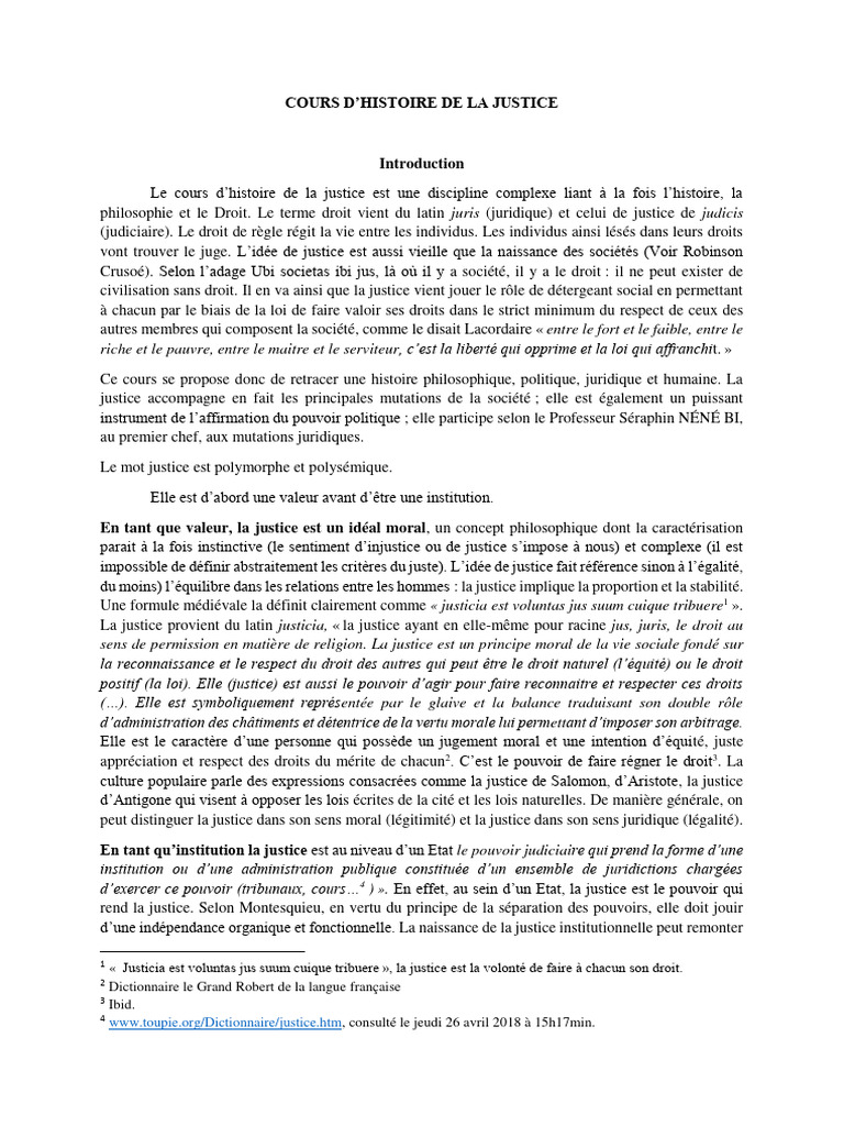 Histoire de la Justice et ses Fondements | PDF | Justice | Crime et ...