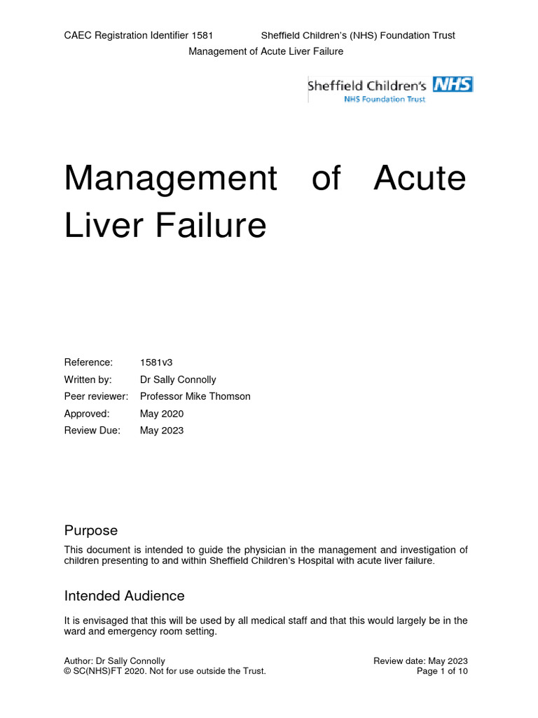1581 Acute Liver Failure | PDF | Hepatitis | Liver