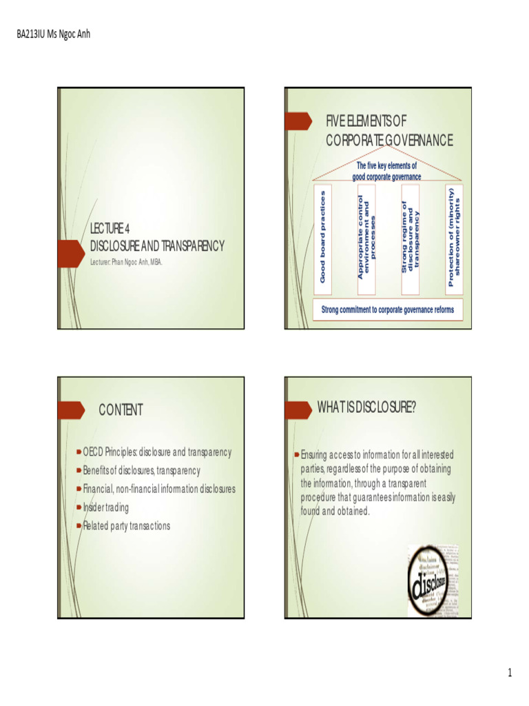 Lecture 4 - Disclosure and Transparency [Compatibility Mode](1) | PDF ...