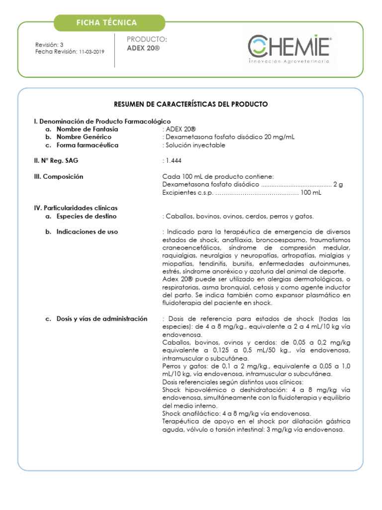Adex 20 FT | PDF | Cortisol | Inflamación