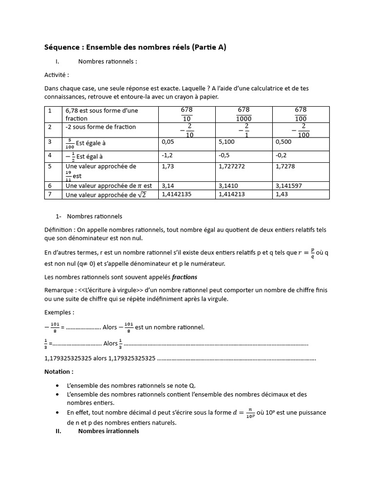 Introduction aux Nombres Rationnels | PDF | Nombre rationnel | Ensemble ...
