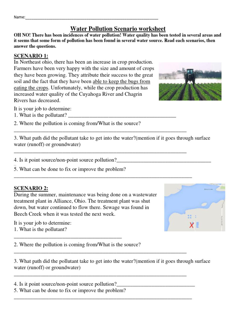 Water Pollution Scenario and Estuary Crossword PDF Water Pollution