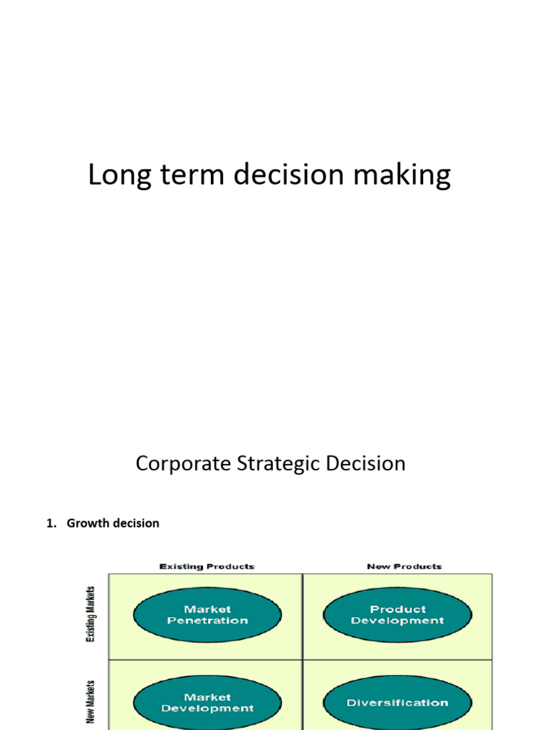 Long term decision making pdf cost of capital net present value