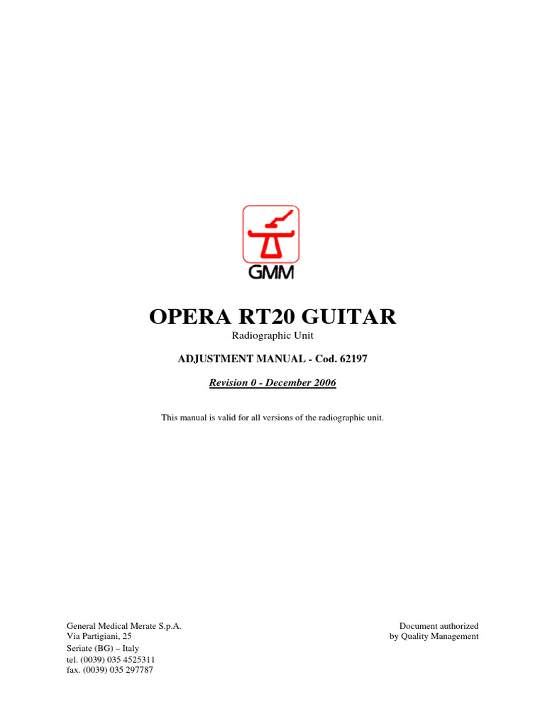 RT20 Regolazioni Eng Rev0 Cod 62197 | PDF | Radiography ...