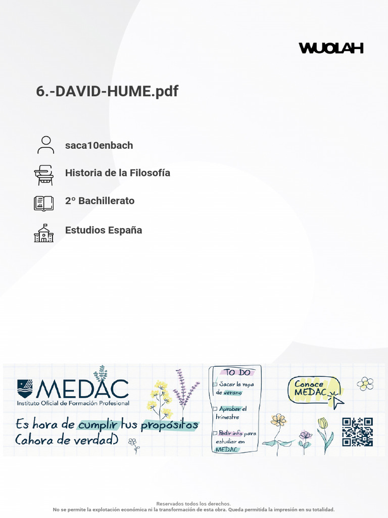 Wuolah Free 6. DAVID HUME | PDF | David Hume | Experiencia