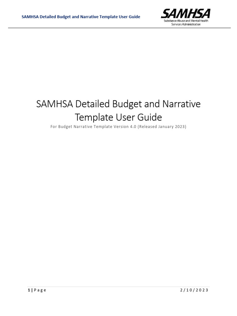 SAMHSA Budget Narrative Template Guide | PDF | Control Key | Computing