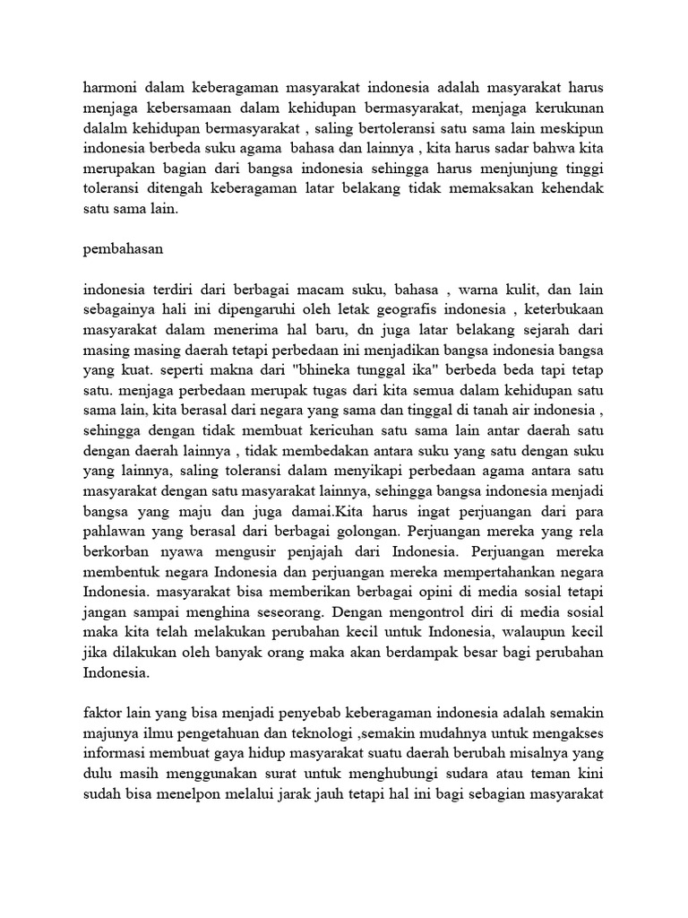 masyarakat Indonesia yang harmonis