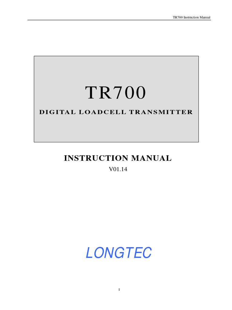 Longtec-TR700 Manual | PDF | Electrical Engineering | Computer Engineering