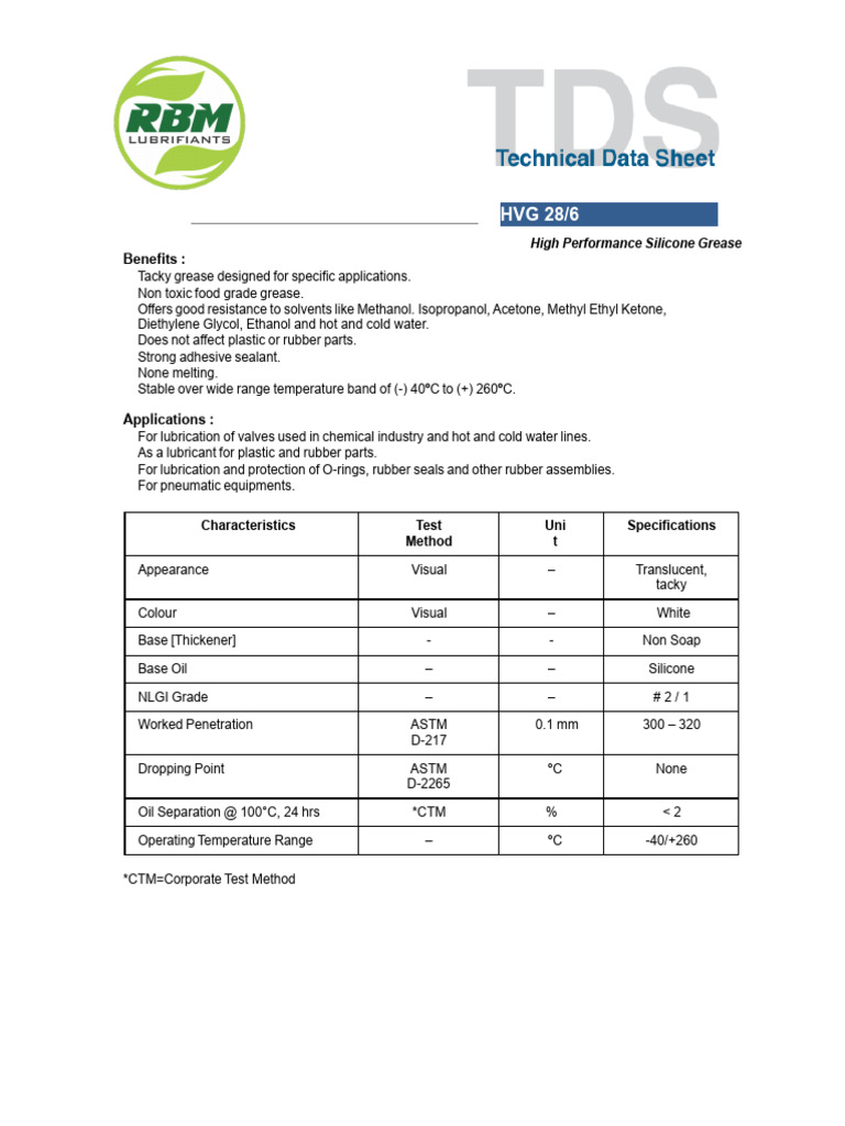 Food Grade Silicon Grease HVG 28 | PDF