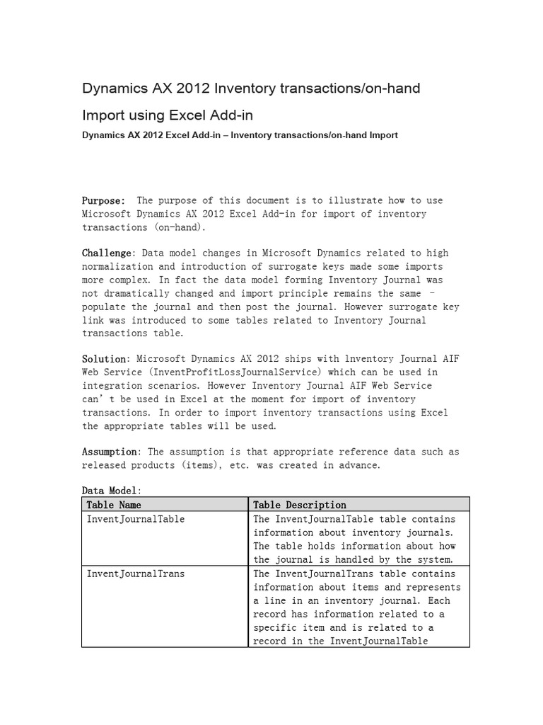 Import Inventory Transactions in AX 2012 | PDF | Microsoft Excel | Data ...