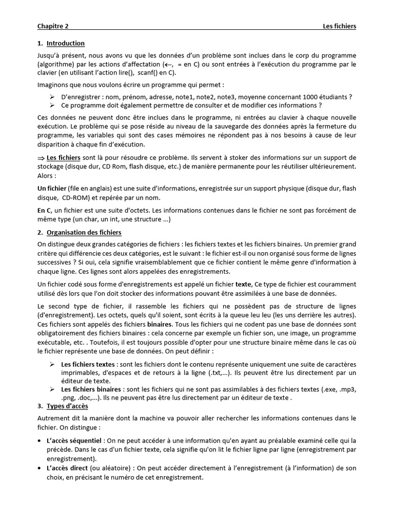 Introduction aux fichiers en C | PDF | Fichier informatique | Fichier texte