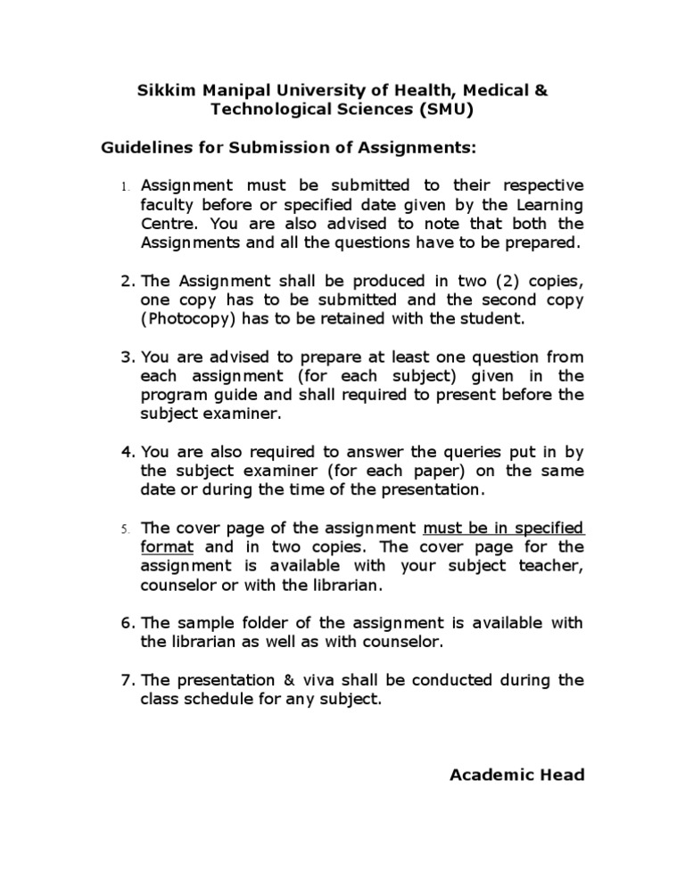SMU Assignment Submission Guidelines | PDF