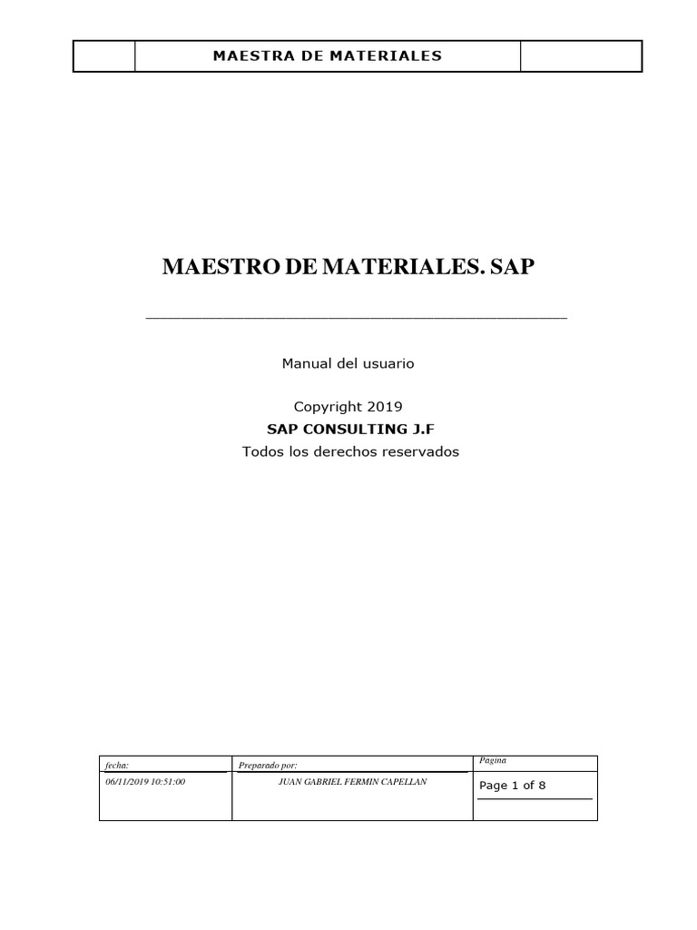 Maestra De Materiales Sap Pdf Contabilidad Precios
