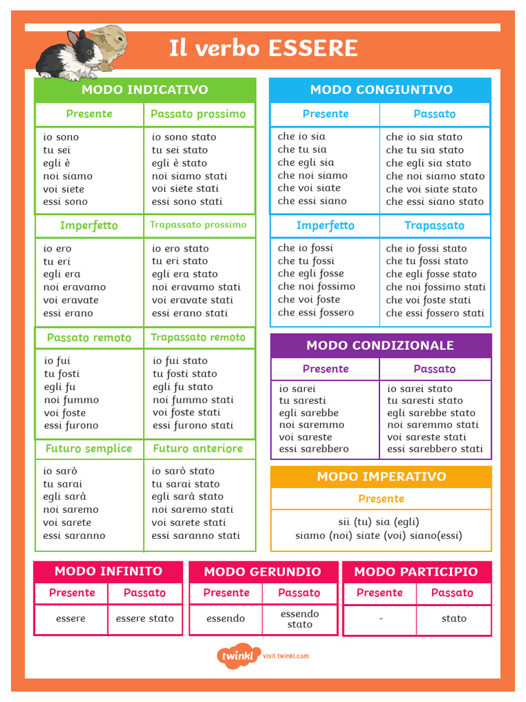 Il Verbo Essere Poster | PDF