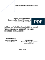 Proiect Pentru Susținerea Examenului de Certificare A Calificării Profesionale Nivel 4