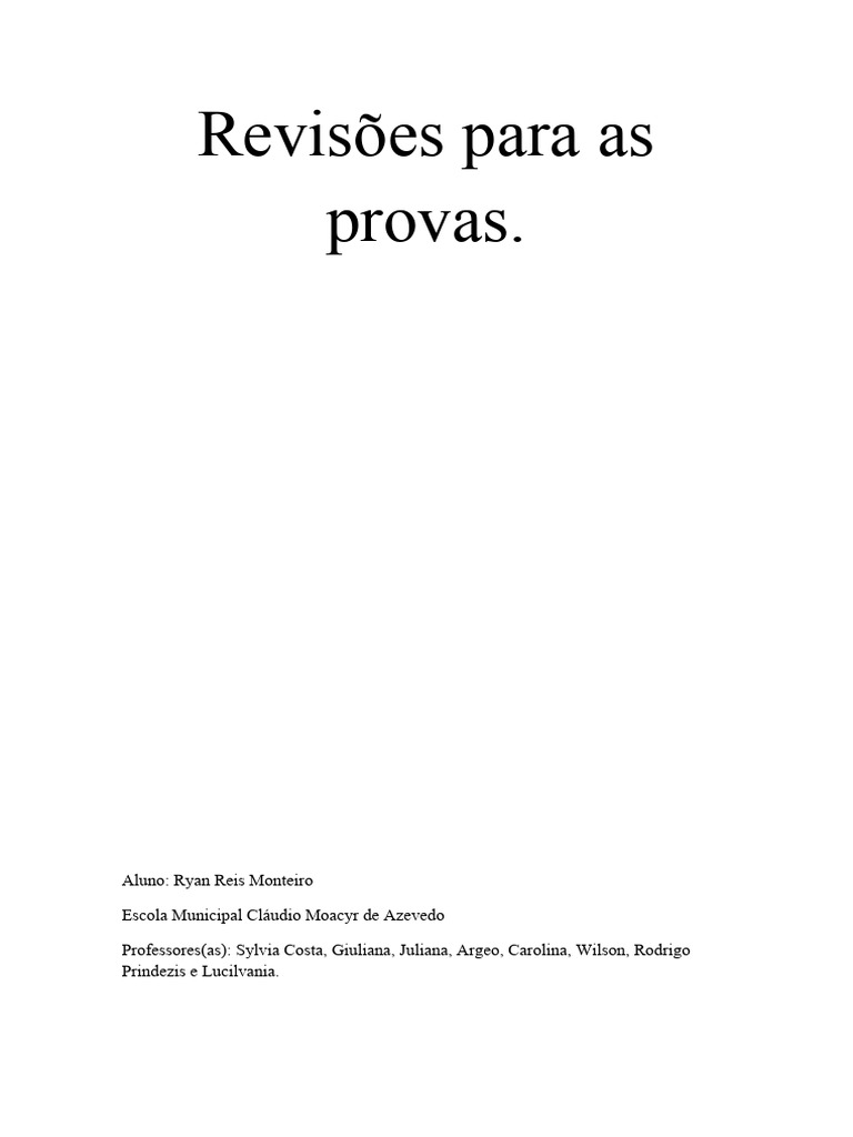 Revisões para As Provas | PDF | Artes Linguísticas e Disciplina ...