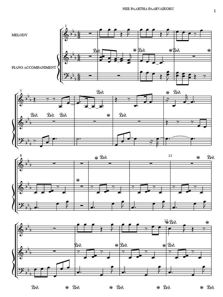 Nee Partha Paarvai Keyboard Notes | PDF
