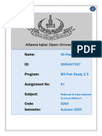 Name: ID: Program: Assignment No: Subject: Code: Semester:: Ali Hassan 0000447357 BS-Pak Study 2.5 01