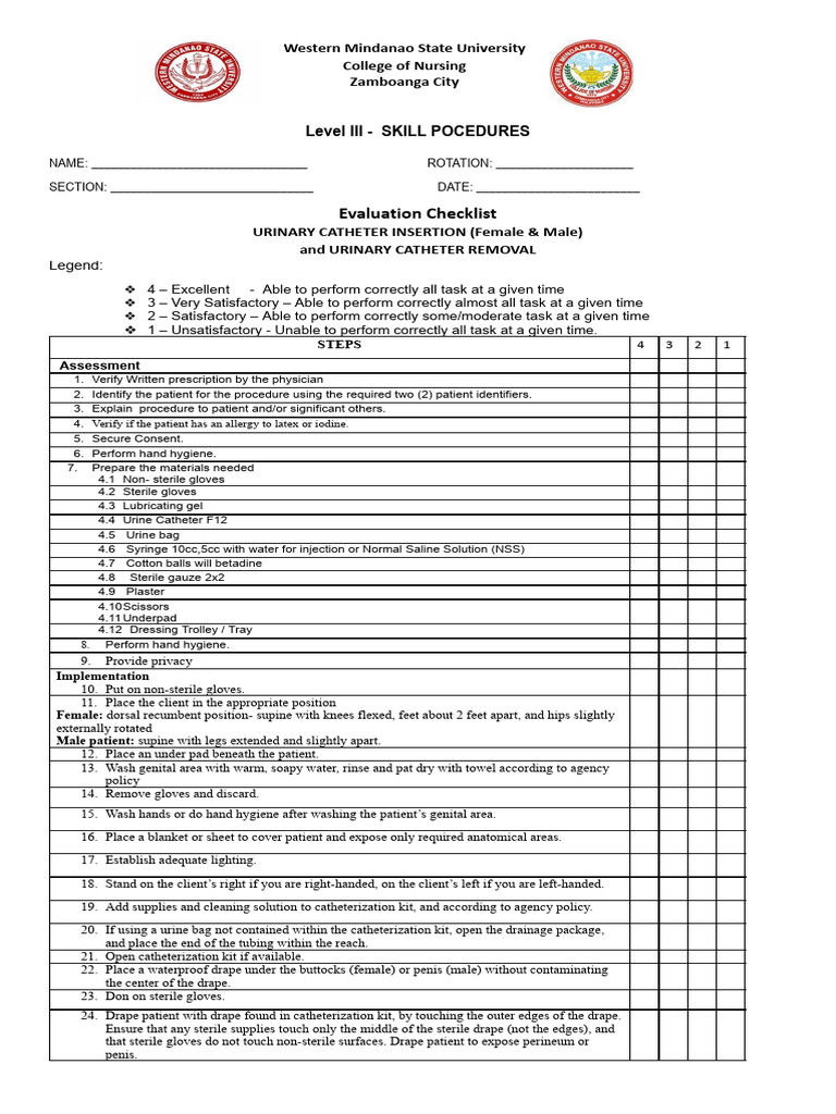 Urinary Catheterization Procedure Guide | PDF | Labia | Catheter