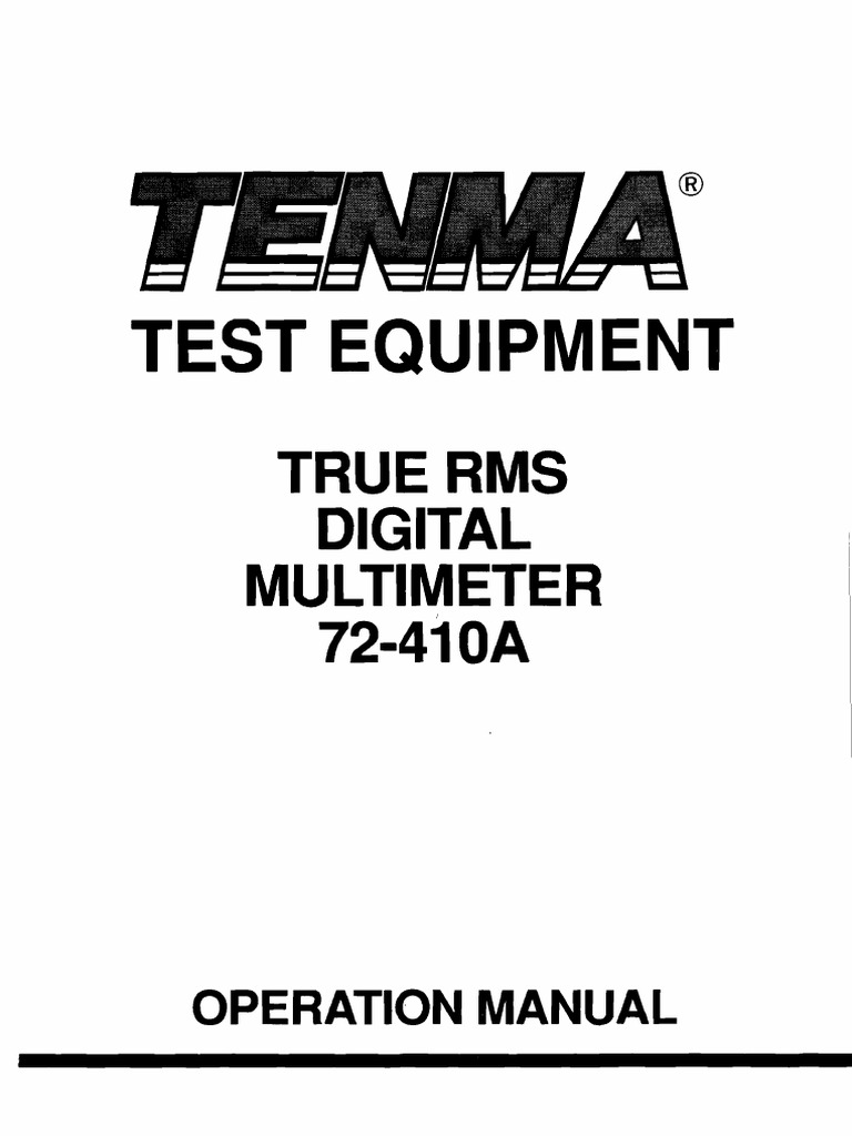Tenma 72 410a digital multimeter pdf electricity measuring instrument