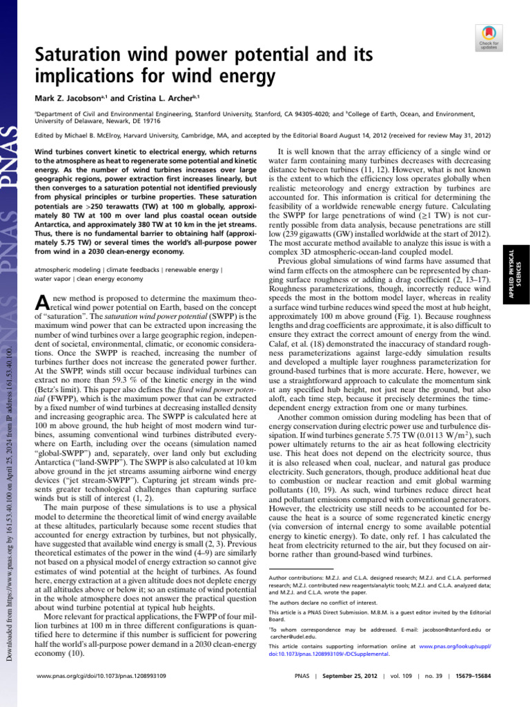 Wind Power Saturation Potential Analysis | PDF | Wind Power | Wind Turbine