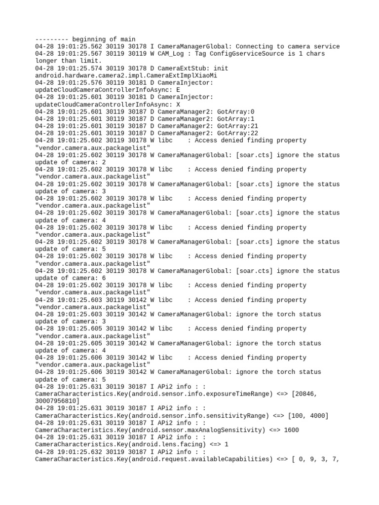 Camera Service Connection Logs | PDF | Software | Computing