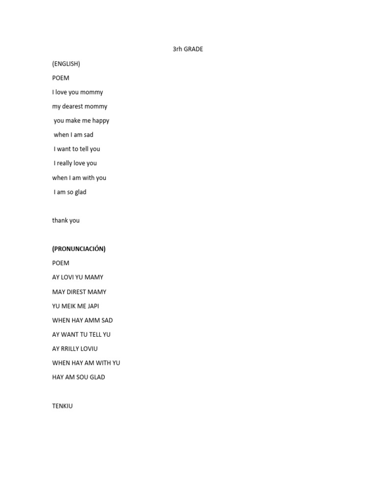 3rh Grade Poem Pdf