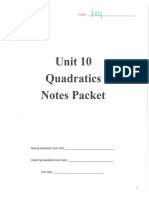 Ch. 10 Quadratics Notes Packet Key