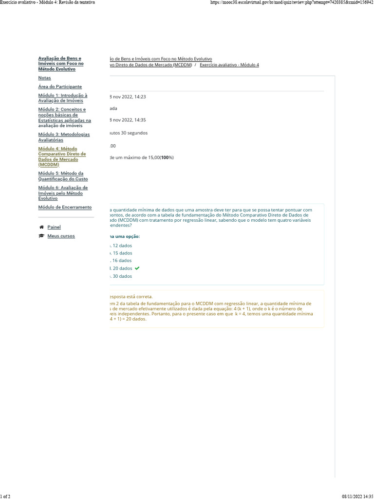 Exercício Avaliativo Módulo 4 Revisão Da Tentativa Pdf