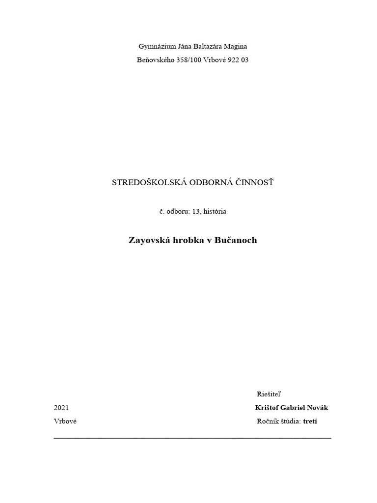 Hrobka Rodiny Zay - Krištof Gabriel Novák | PDF
