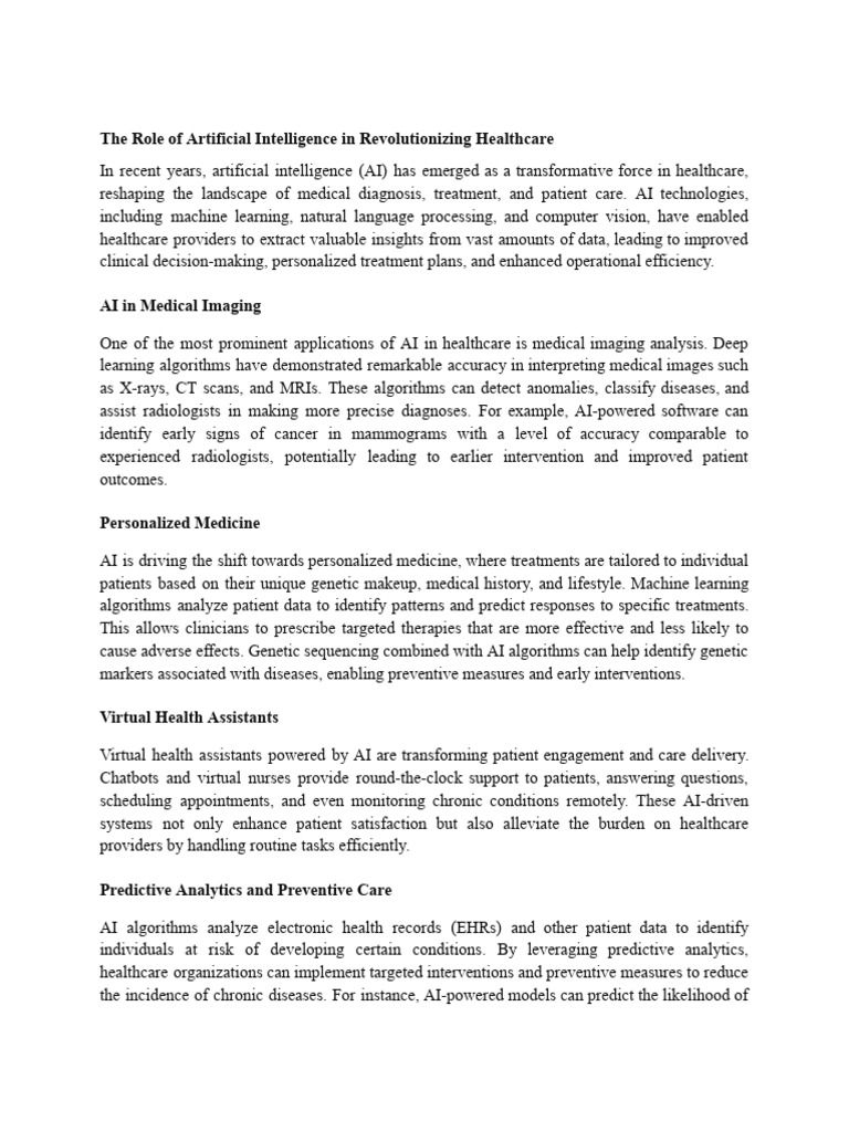AI Transforming Healthcare Delivery | PDF | Personalized Medicine ...