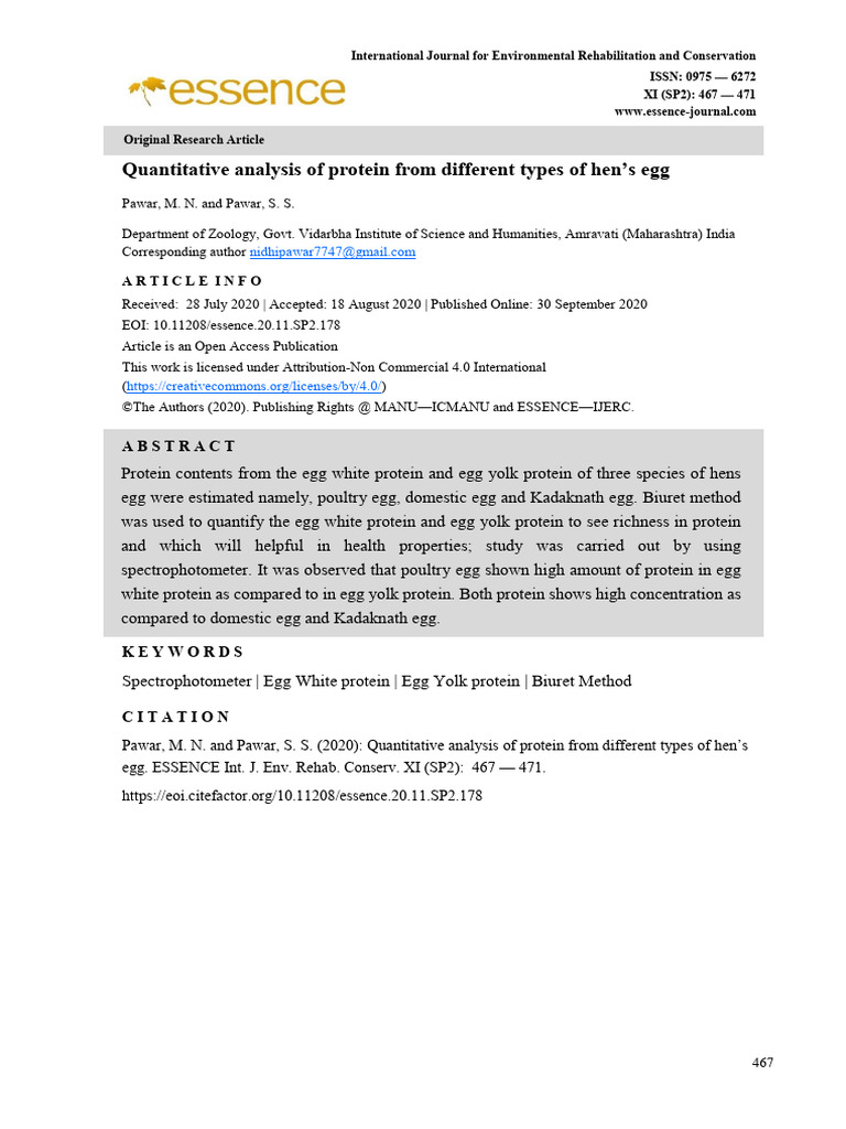 Protein Analysis of Hen's Eggs | PDF | Egg White | Egg