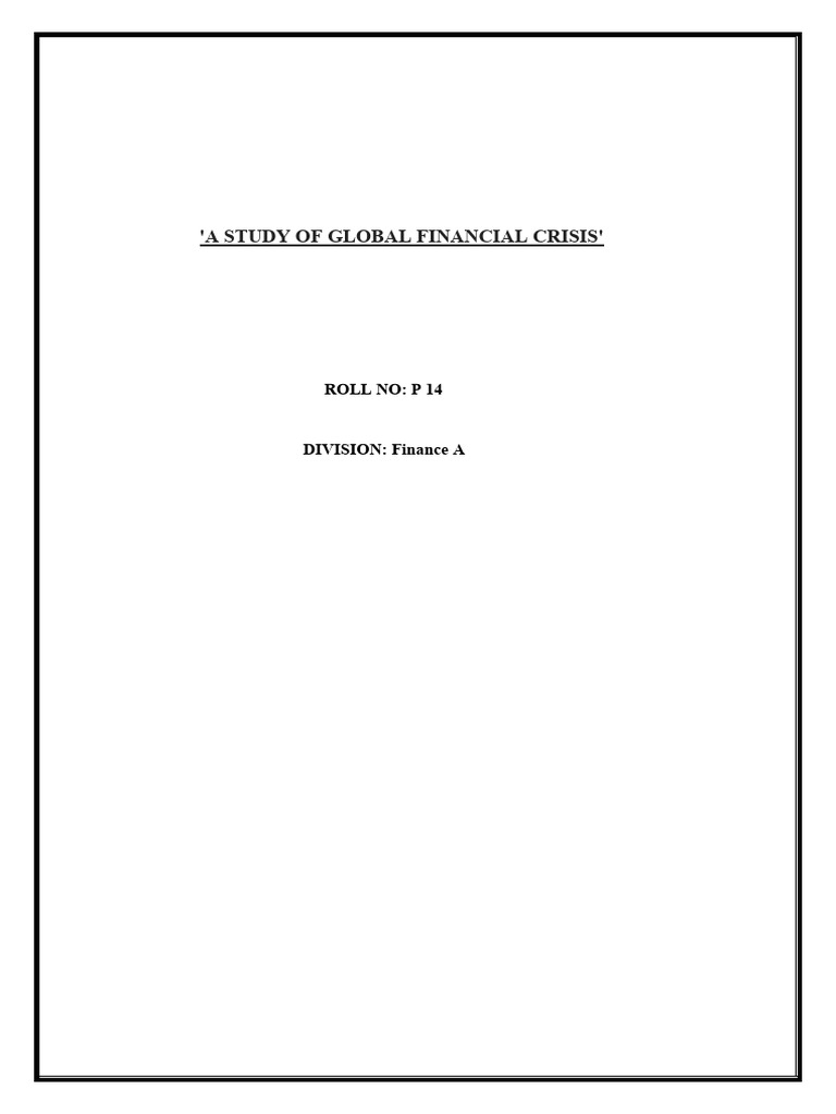 Impact of Global Financial Crisis on India | PDF | Collateralized Debt ...