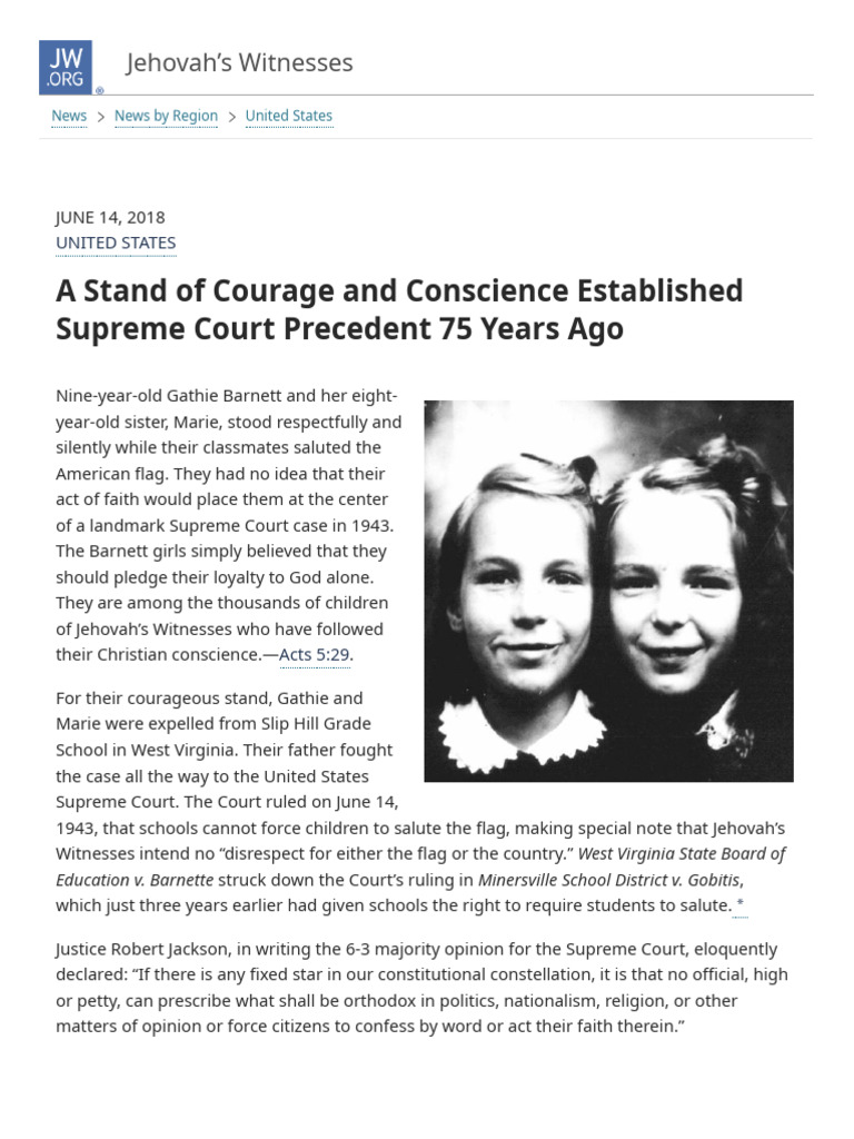 A Stand of Courage and Conscience Established Supreme Court Precedent ...
