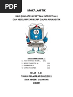 Download TIK  bab HAKI HAK ATAS KEKAYAAN INTELEKTUAL DAN KESELAMATAN KERJA DALAM APLIKASI TIK  by rahmattriatmojo95 SN72772074 doc pdf