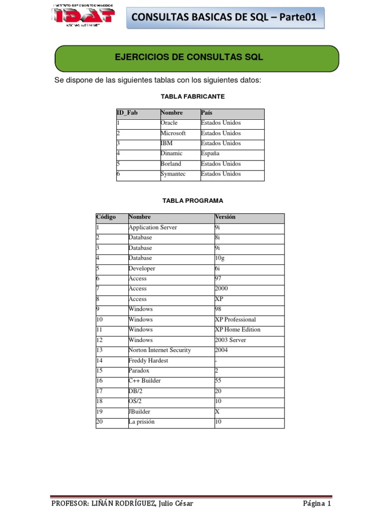 Ejercicios SQL para Access XP/2003 | PDF | SQL | Microsoft Windows