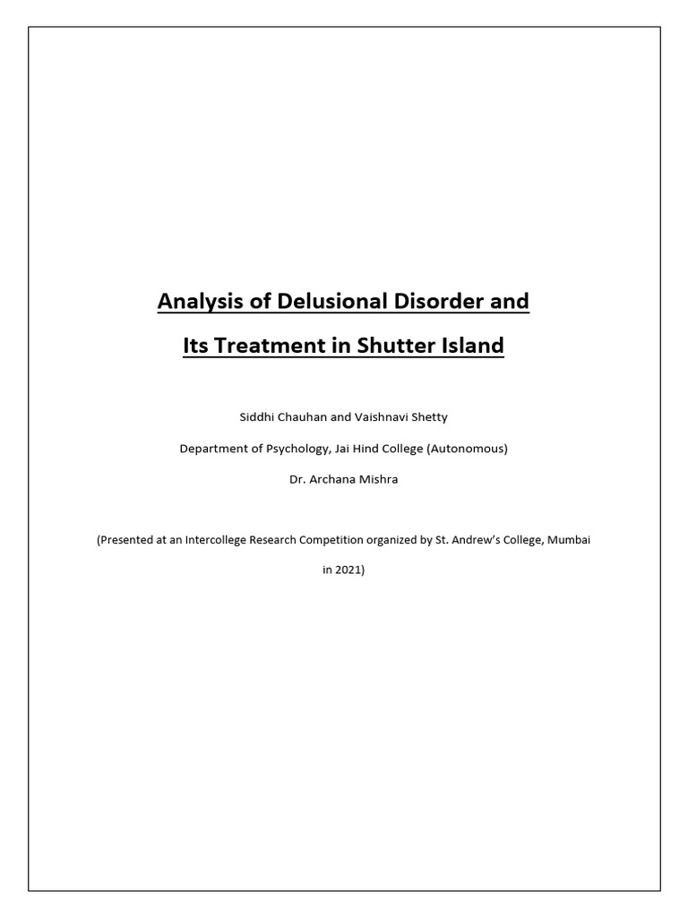 (2021) Analysis of Delusional Disorder and Its Treatment in Shutter ...