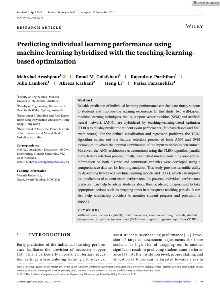 Machine Learning for Student Performance Prediction | PDF | Support ...