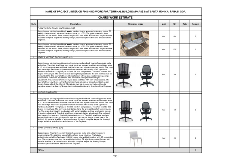 Meeting Room Chair Specifications | PDF | Chair | Upholstery