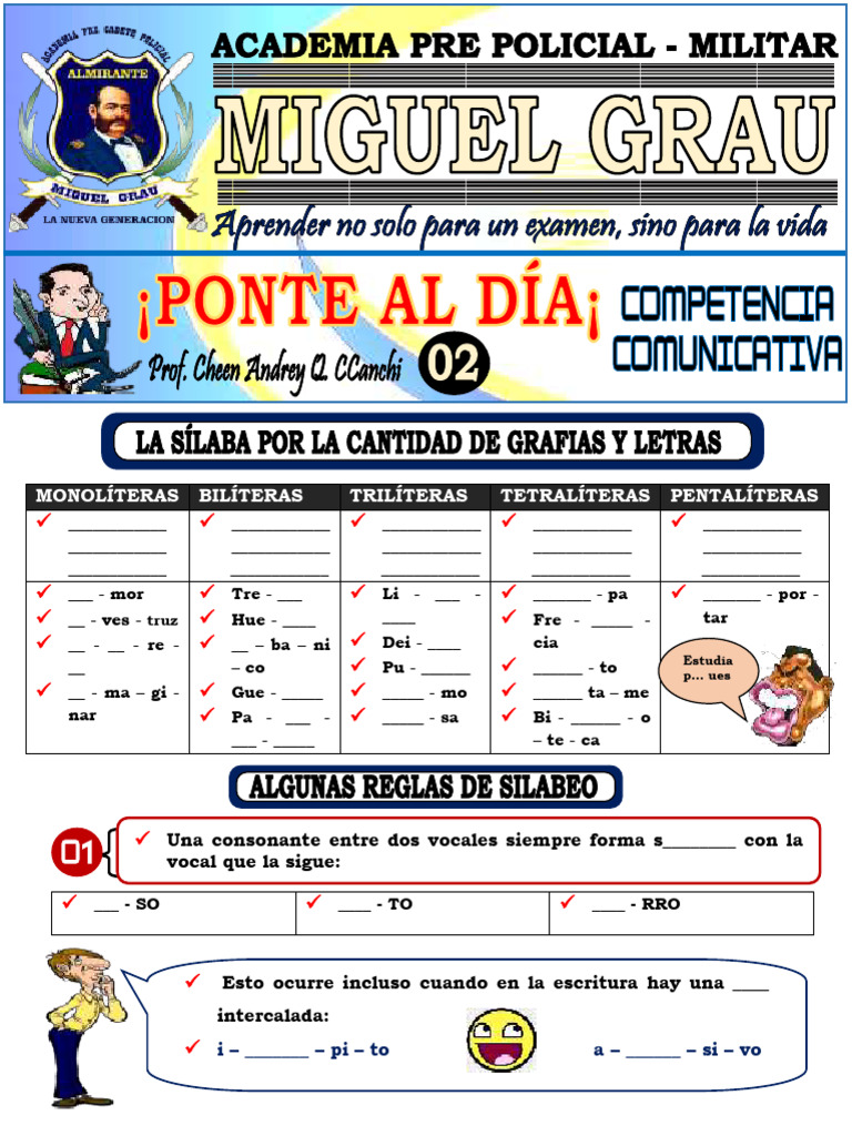 Grau 2024 Ponte Al Dia 2 Reglas Silabeo - Cantidad | PDF | Vocal | Sílaba