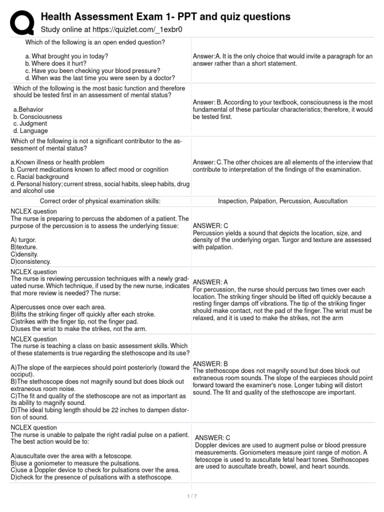Health Assessment PDF Physical Examination Hypertension