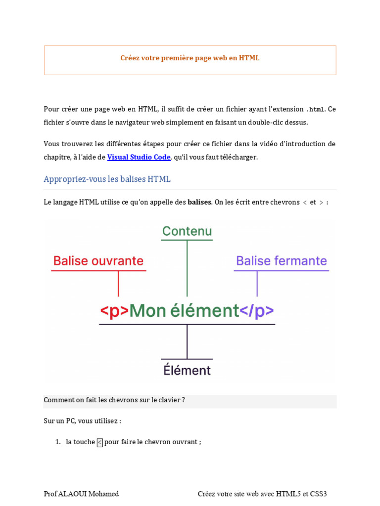 Création de balises HTML et chevrons | PDF | Langage de balisage | Html