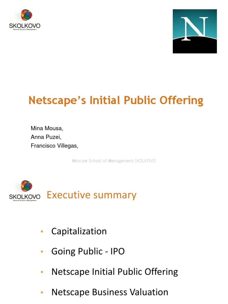 Ftmba3 Netscape Ipo Final PDF Discounted Cash Flow Initial Public