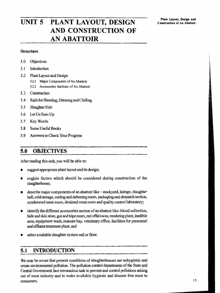 Plant Layout, Design and Construction of An Abattoir | PDF