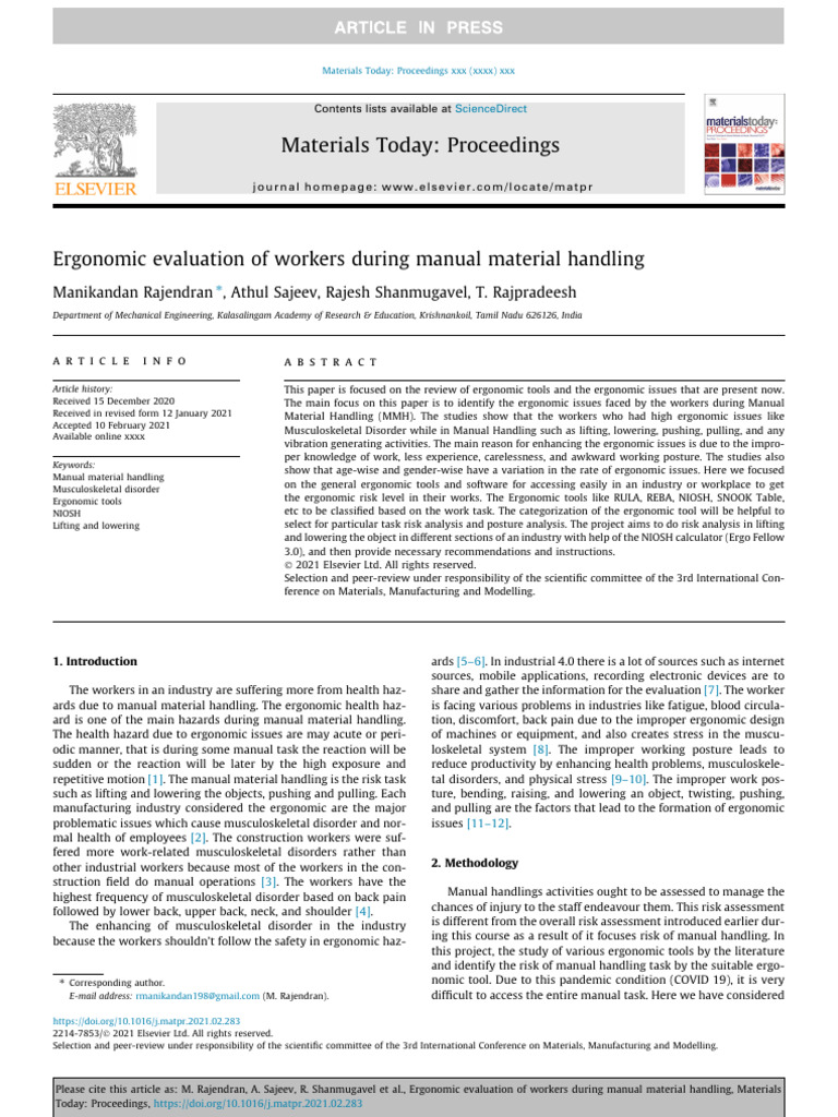 Ergonomic Risks in Manual Handling | PDF | Human Factors And Ergonomics ...