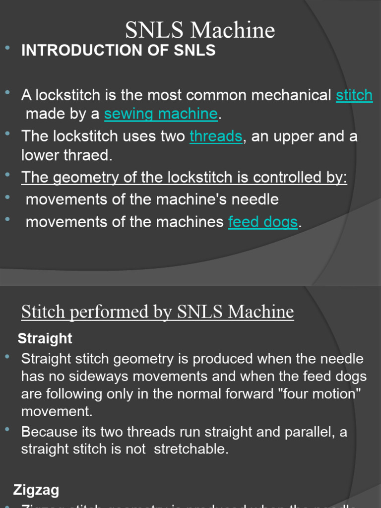 Overview of SNLS Lockstitch Machine | PDF | Textile Arts | Sewing