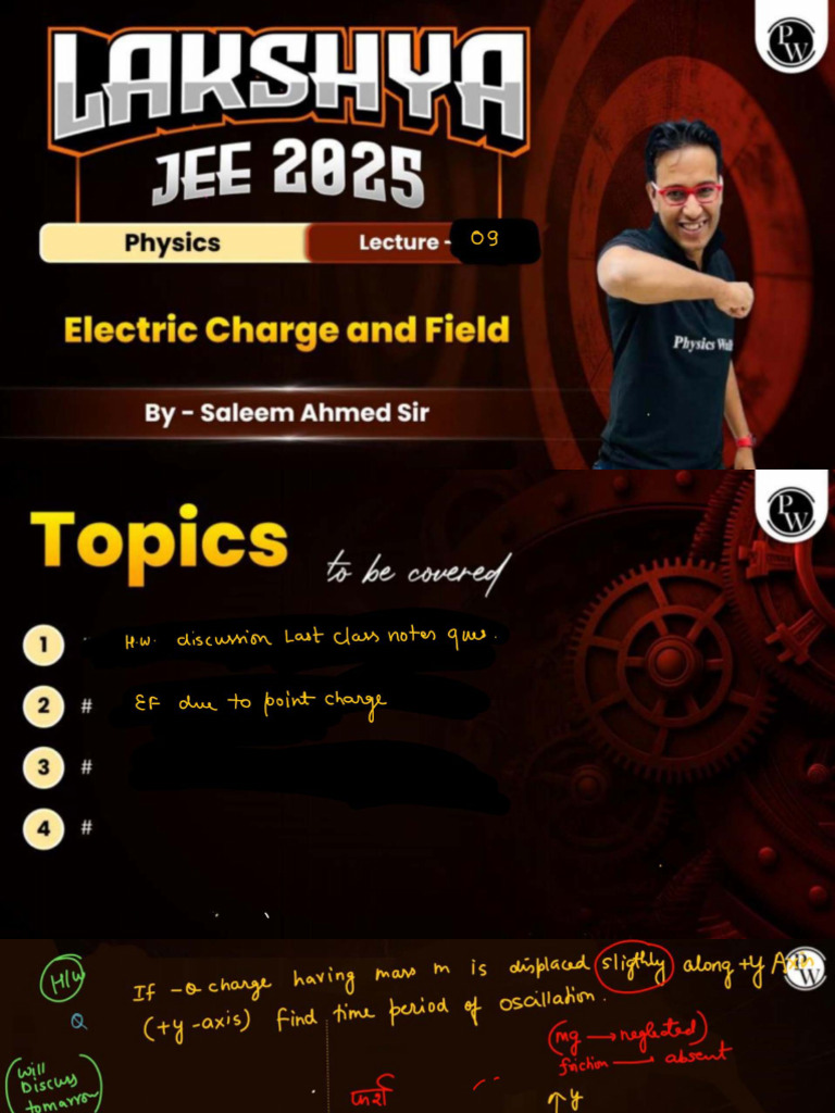 Electric Charges and Fields 09 - Class Notes - Lakshya JEE 2025 | PDF
